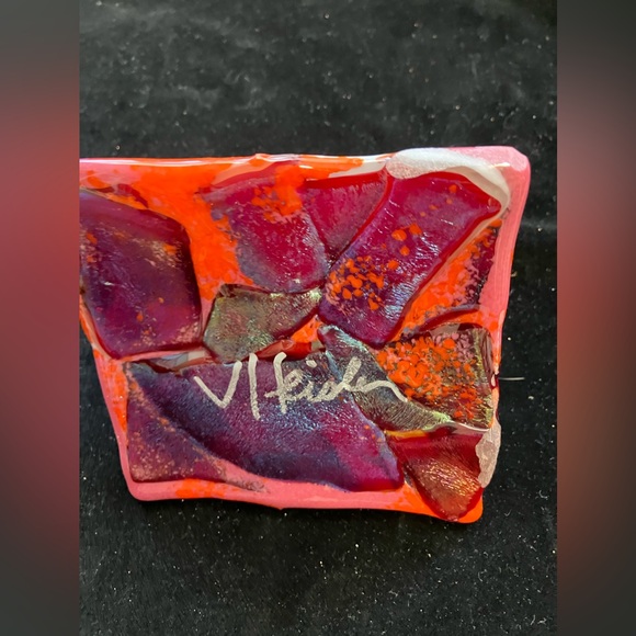 Handmade Cast Glass Pyramid “Solar Flare 2”  Brilliant Yellow Glass  4”x4” - Picture 6 of 9